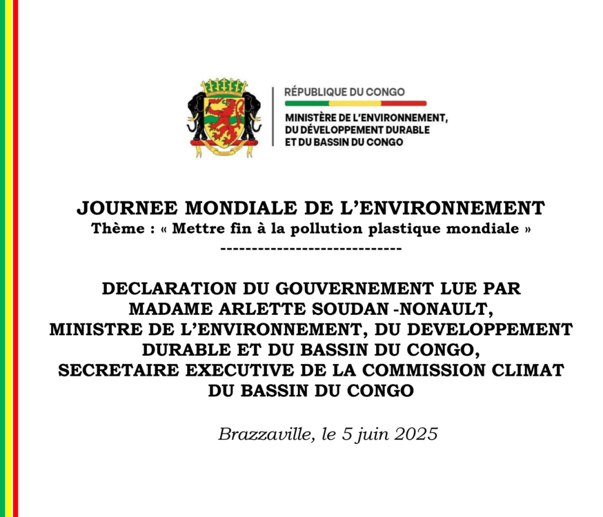 Déclaration du gouvernement à l'occasiond de la Journée mondiale de l'environnement 2025